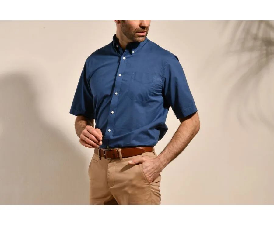 Indigo linen cotton shirt - Chest pocket - COLTEN MC