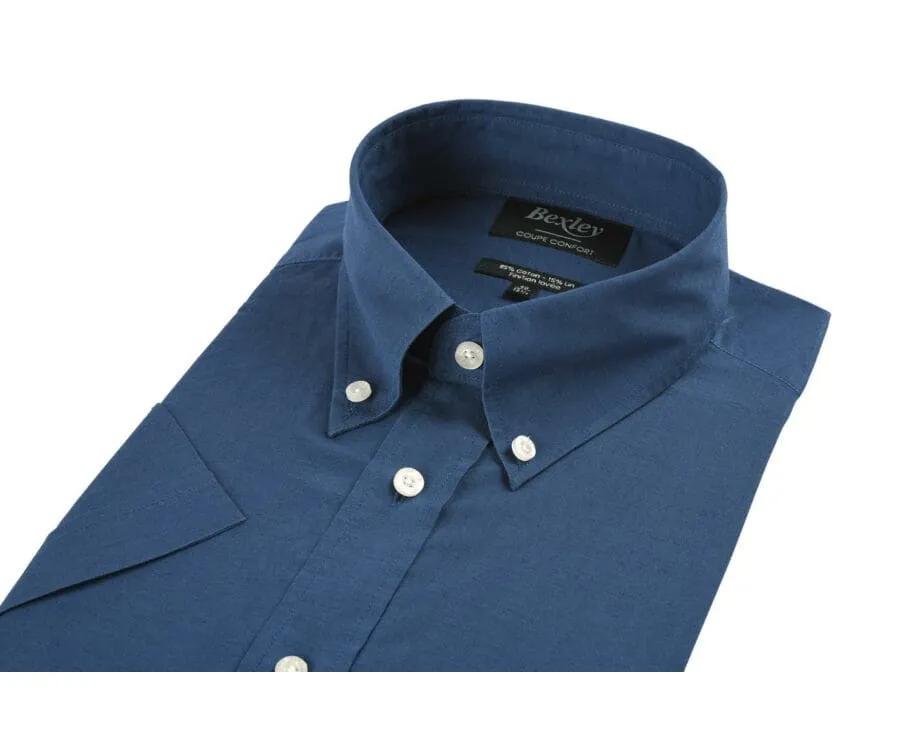 Indigo linen cotton shirt - Chest pocket - COLTEN MC