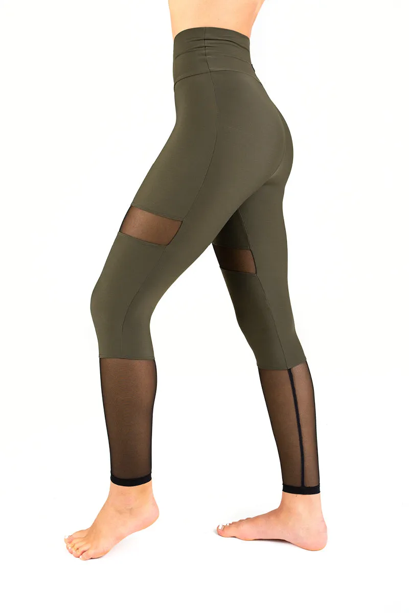 Khaki Mesh Dragonfly Barbara Leggings