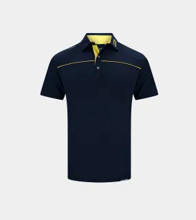 Kids Block Pique Polo - Navy Yellow 