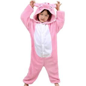 Kids Christmas Cosplay Animal Unisex Pajamas Children Flannel Pig 1-piece Pajamas