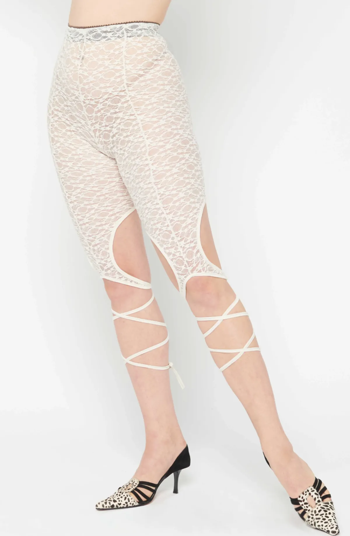 Lace Spiral Leggings - Ivory