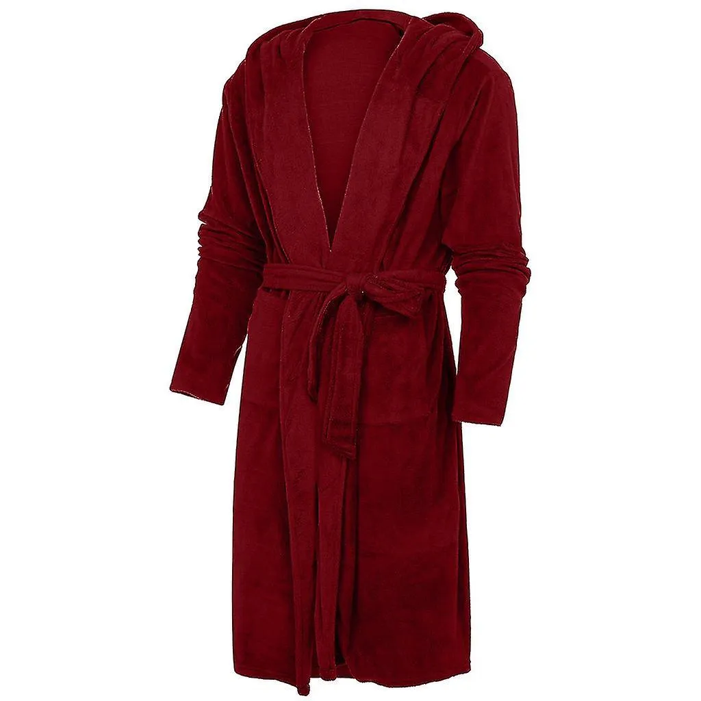 Ladies Hooded Dressing Gown Super Soft Fleece Women's Robe Comfortable Loungewear Nightwear