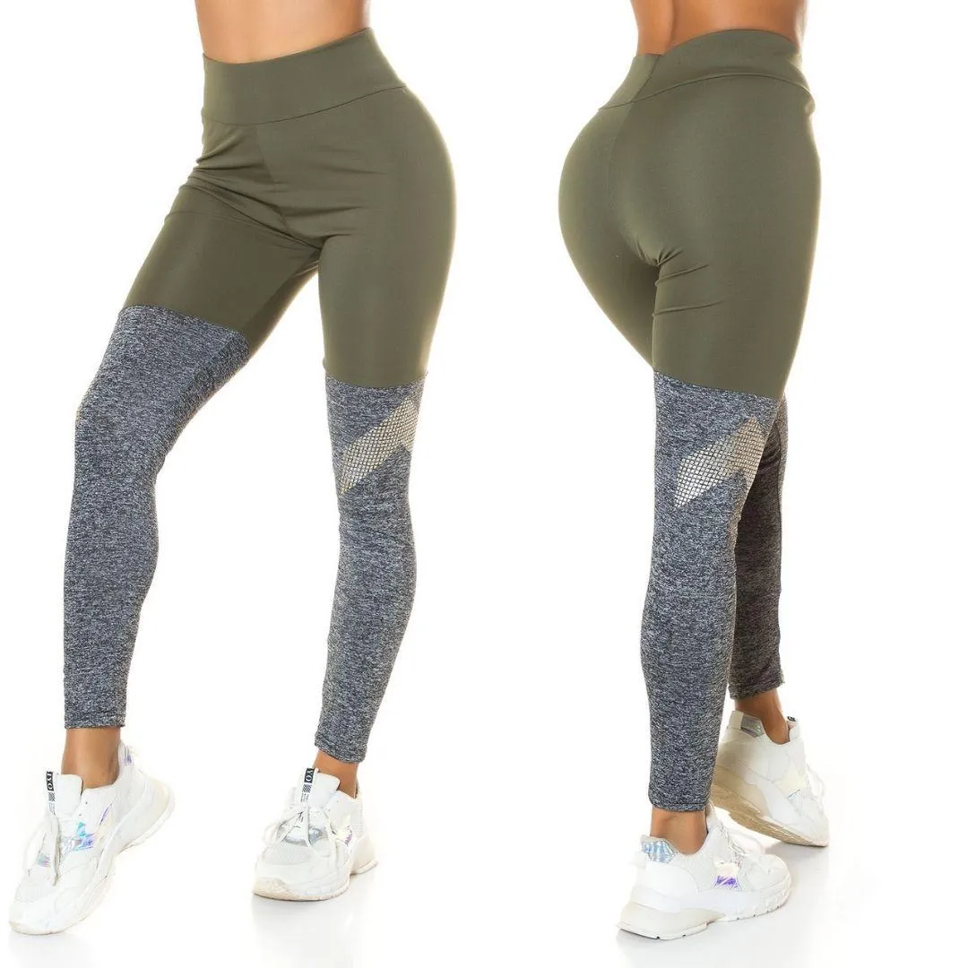 Leggings khaki con gris