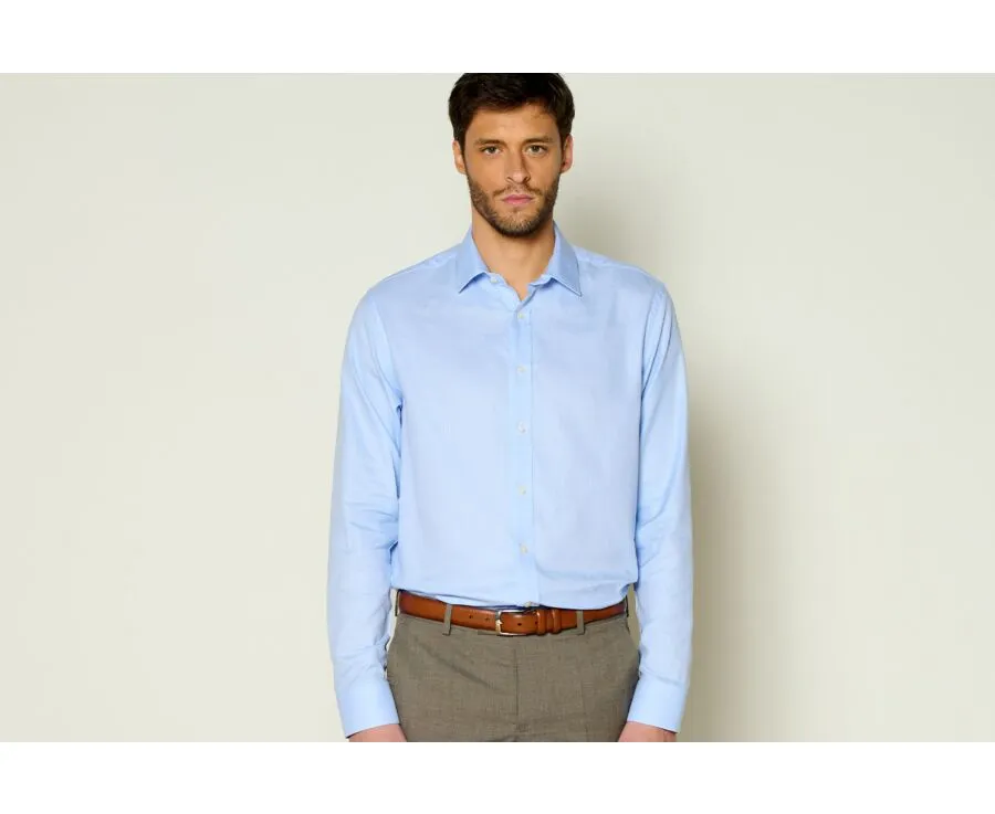 Light Blue Cotton shirt - Straight collar - ANSBERT