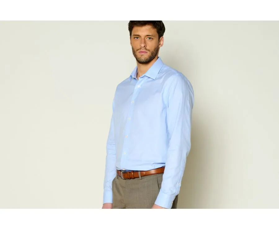 Light Blue Cotton shirt - Straight collar - ANSBERT