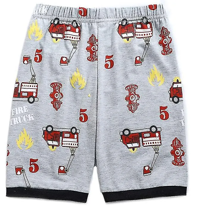 Little Hand Boys Pajamas Short Boys Pajamas Shorts Dinosaur Digger Fire Truck Bulldozer Octopus Kids Summer Pajamas Cotton Short