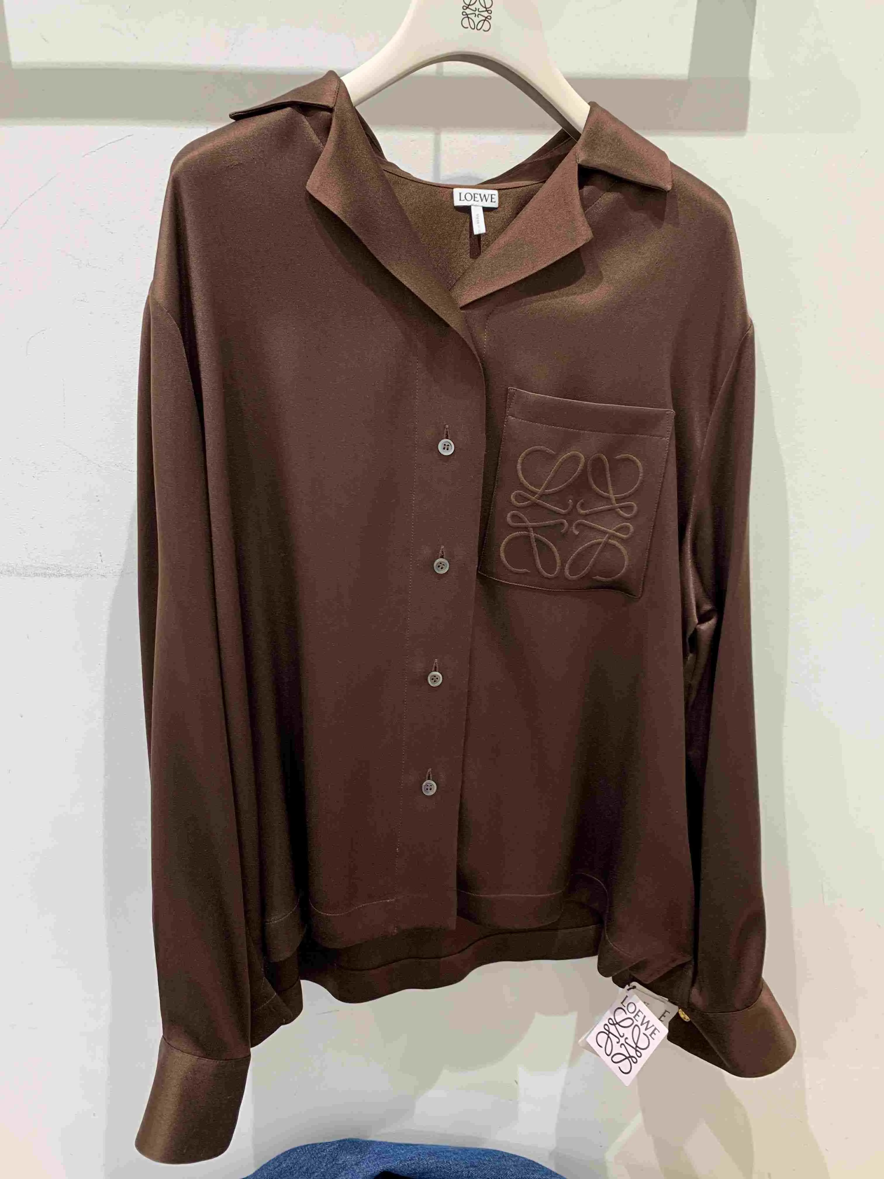 LOEWE  |Casual Style Silk Long Sleeves Plain Office Style Logo