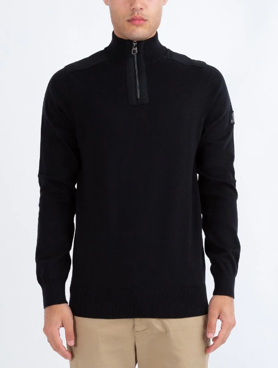 Luke 1977 Heddon Zip Neck Jumpers Black