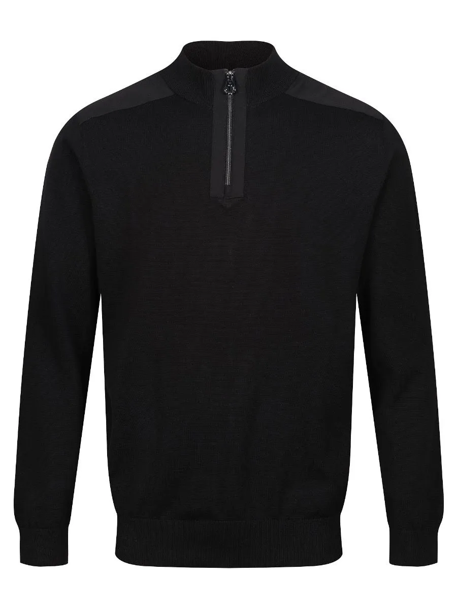 Luke 1977 Heddon Zip Neck Jumpers Black