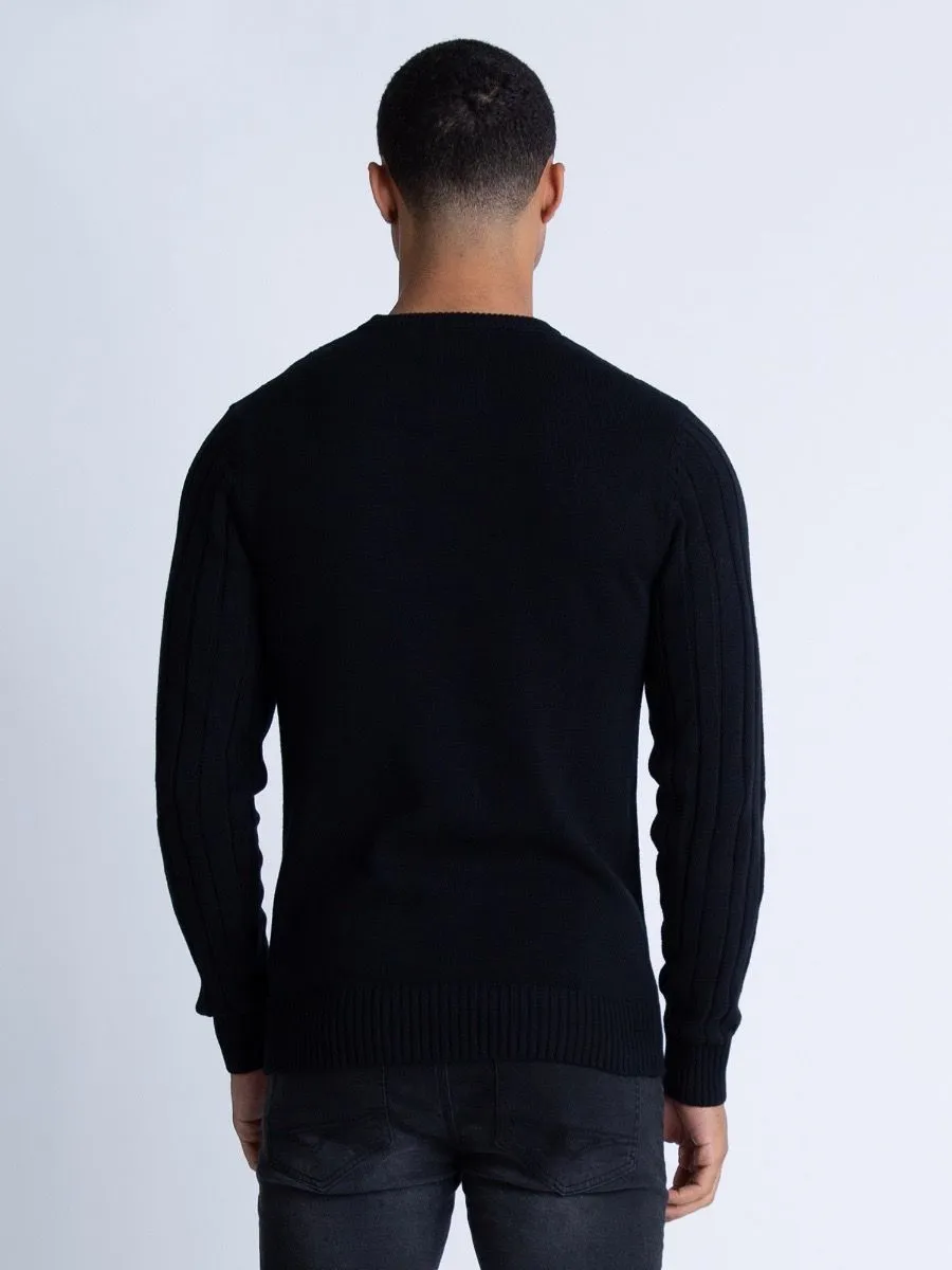 Luke 1977 Modern Crew Neck Jumpers Black