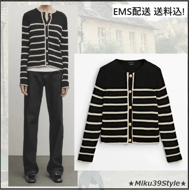 Massimo Dutti  |Stripes Casual Style Long Sleeves Cotton Office Style