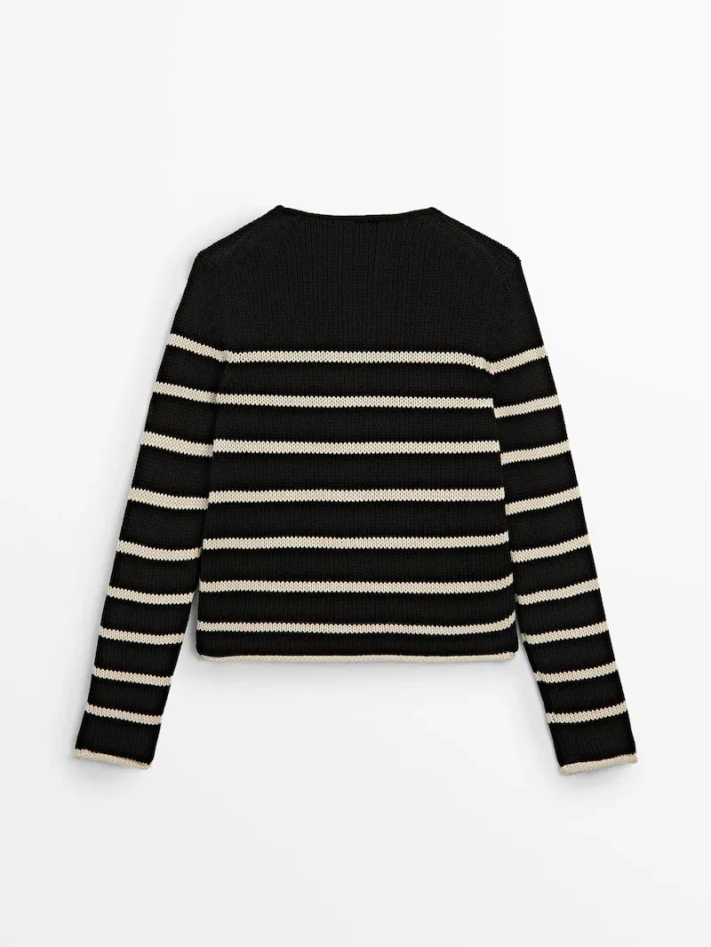 Massimo Dutti  |Stripes Casual Style Long Sleeves Cotton Office Style