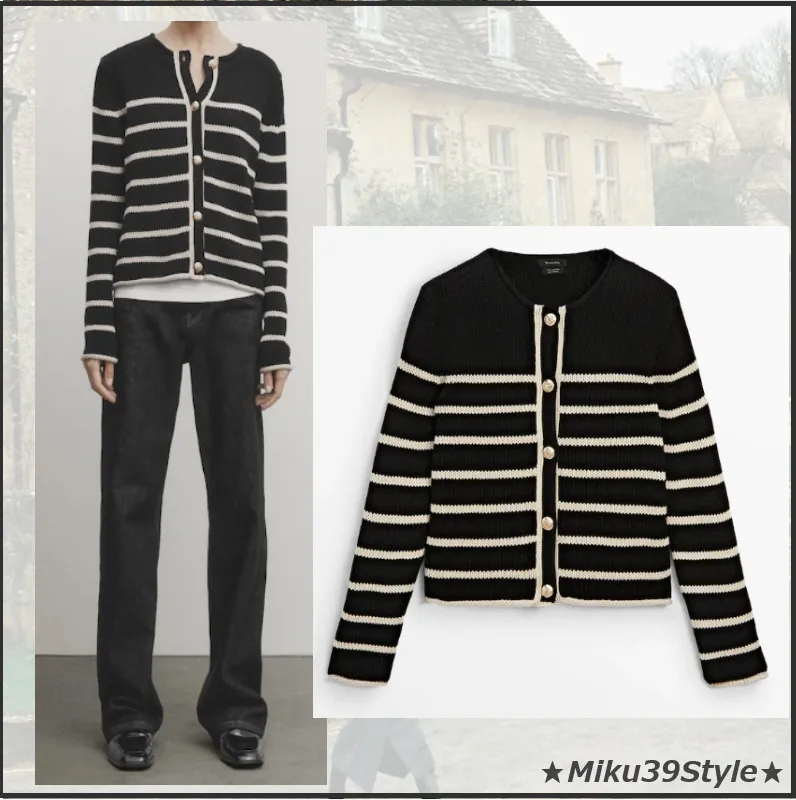 Massimo Dutti  |Stripes Casual Style Long Sleeves Cotton Office Style