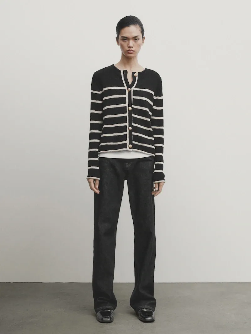 Massimo Dutti  |Stripes Casual Style Long Sleeves Cotton Office Style