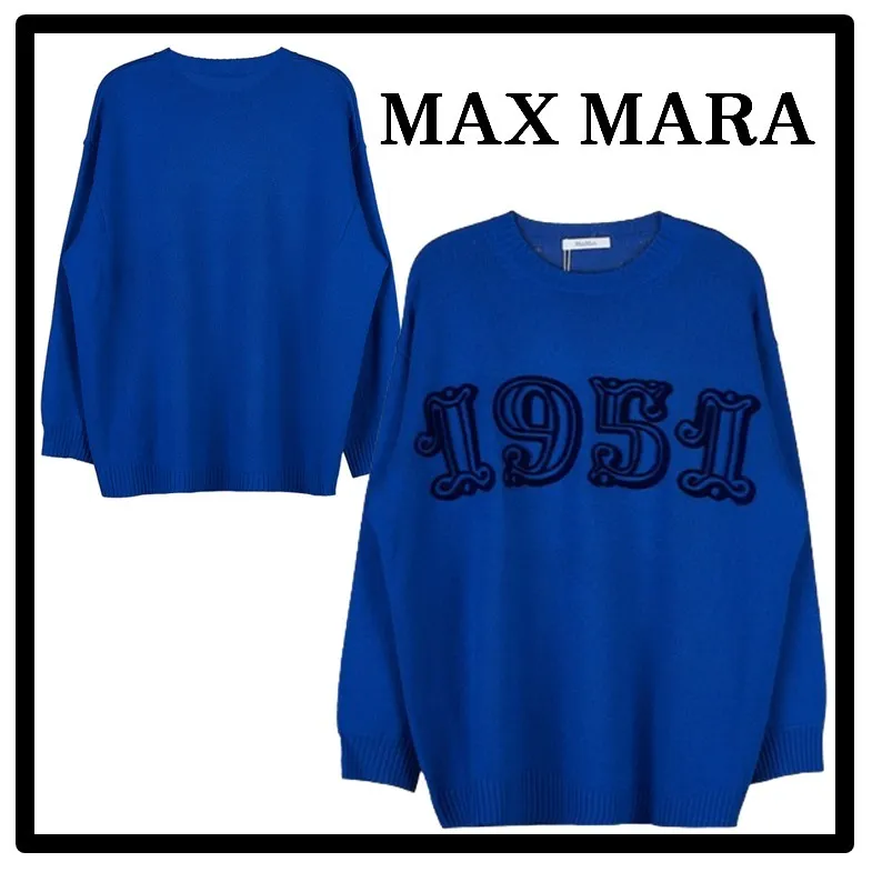 MaxMara  |Casual Style Street Style Logo V-neck & Crew neck