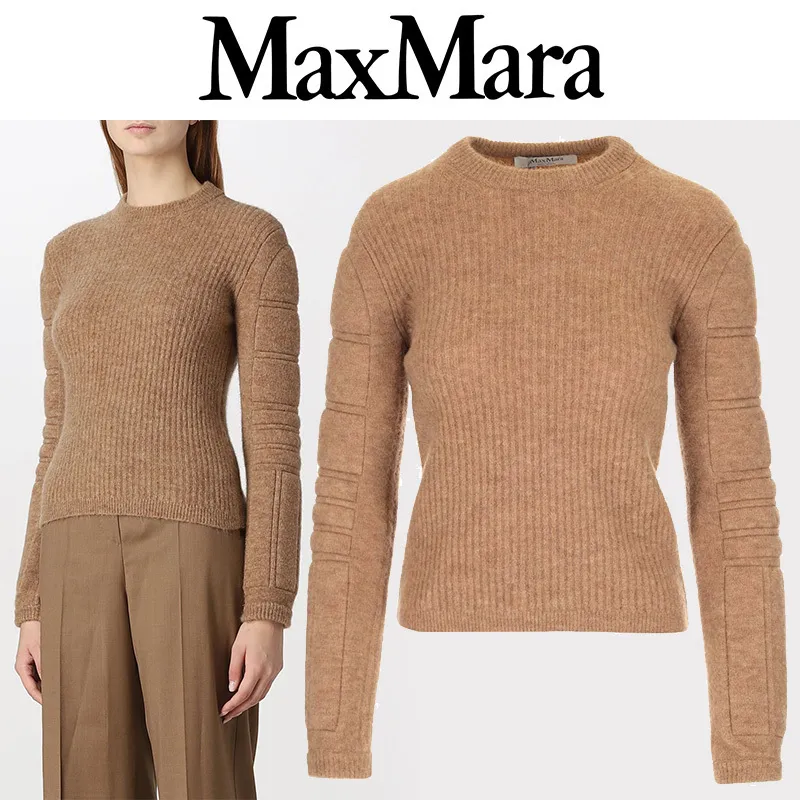 MaxMara  |Crew Neck Casual Style Wool Nylon Rib Blended Fabrics