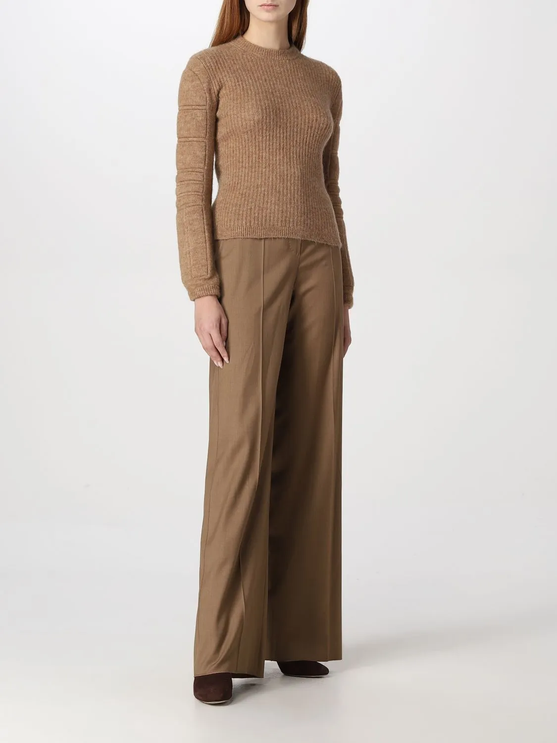 MaxMara  |Crew Neck Casual Style Wool Nylon Rib Blended Fabrics