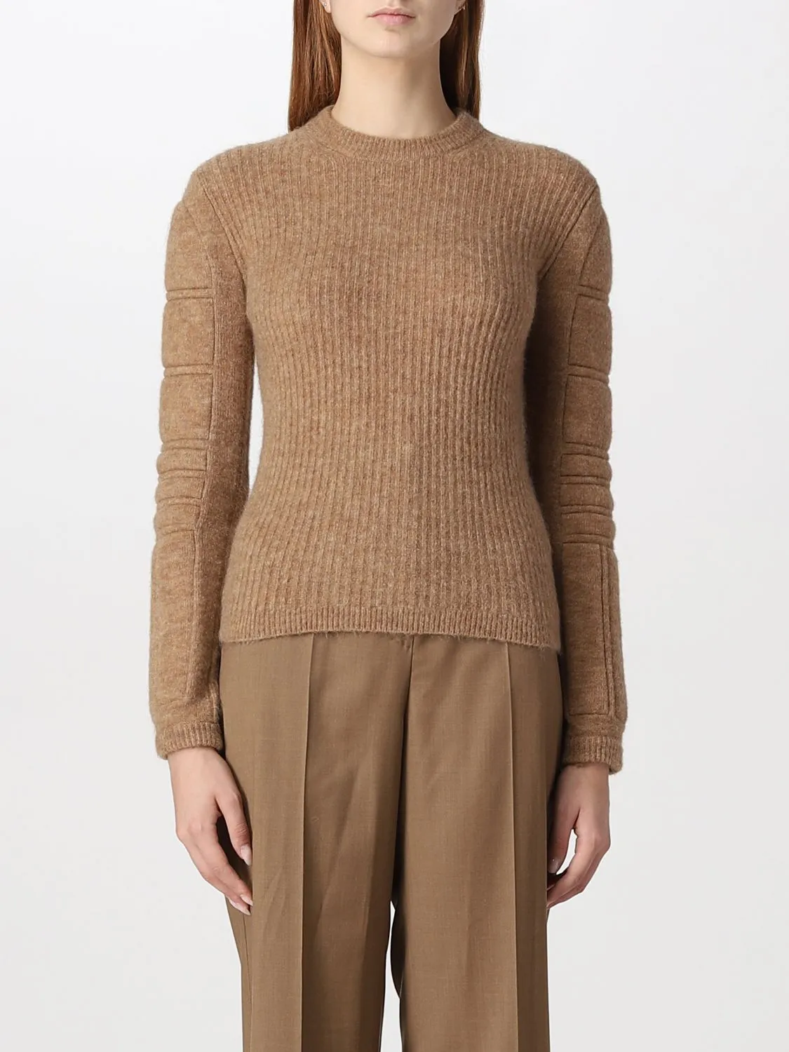 MaxMara  |Crew Neck Casual Style Wool Nylon Rib Blended Fabrics