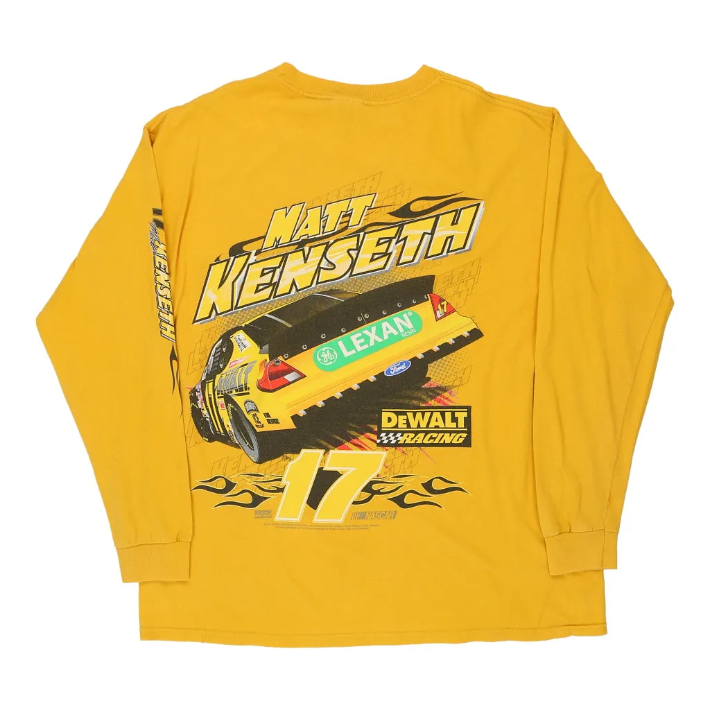 M&O Knits Nascar Long Sleeve T-Shirt - XL Yellow Cotton