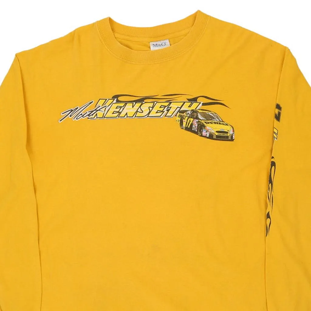 M&O Knits Nascar Long Sleeve T-Shirt - XL Yellow Cotton