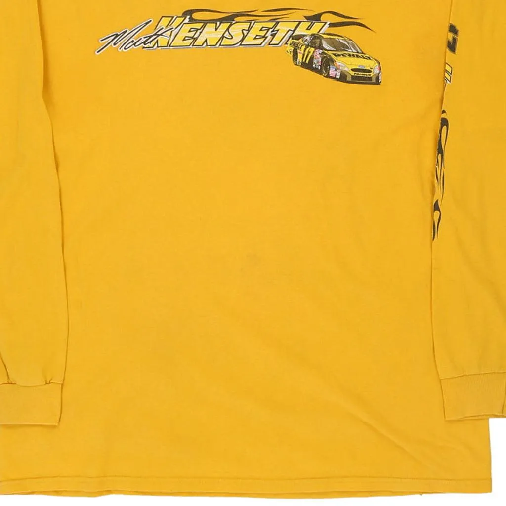 M&O Knits Nascar Long Sleeve T-Shirt - XL Yellow Cotton