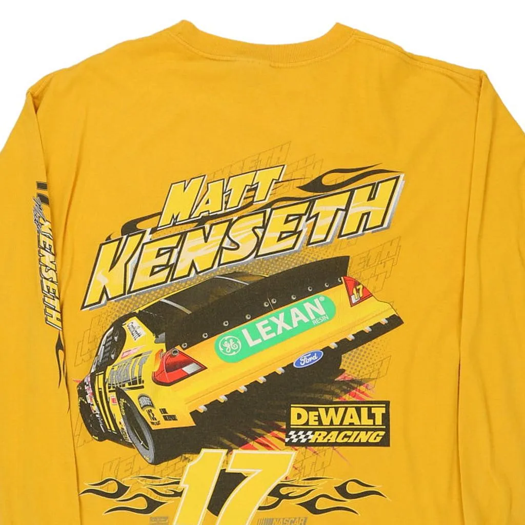 M&O Knits Nascar Long Sleeve T-Shirt - XL Yellow Cotton