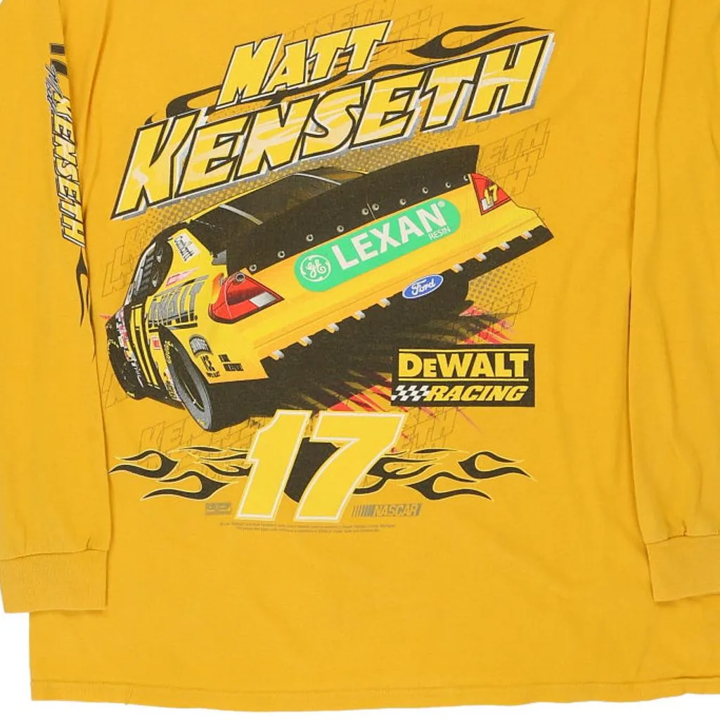 M&O Knits Nascar Long Sleeve T-Shirt - XL Yellow Cotton