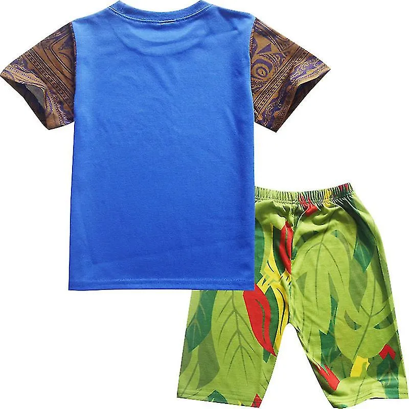 Moana Maui Kids Short Sleeve Tops + Shorts Pajamas Set Kit Sleepwear Nightwear