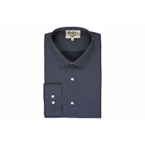 Navy shirt printed - beige patterns - Straight collar - ALPHONSE