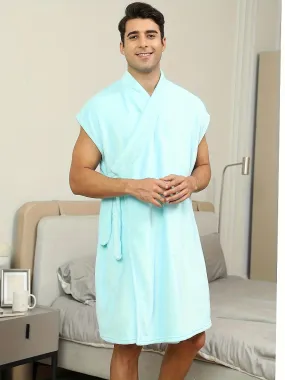 New style D182 Summer Light Green Men's Loungewear, Wearable Quick Drying Absorbent Bathrobe