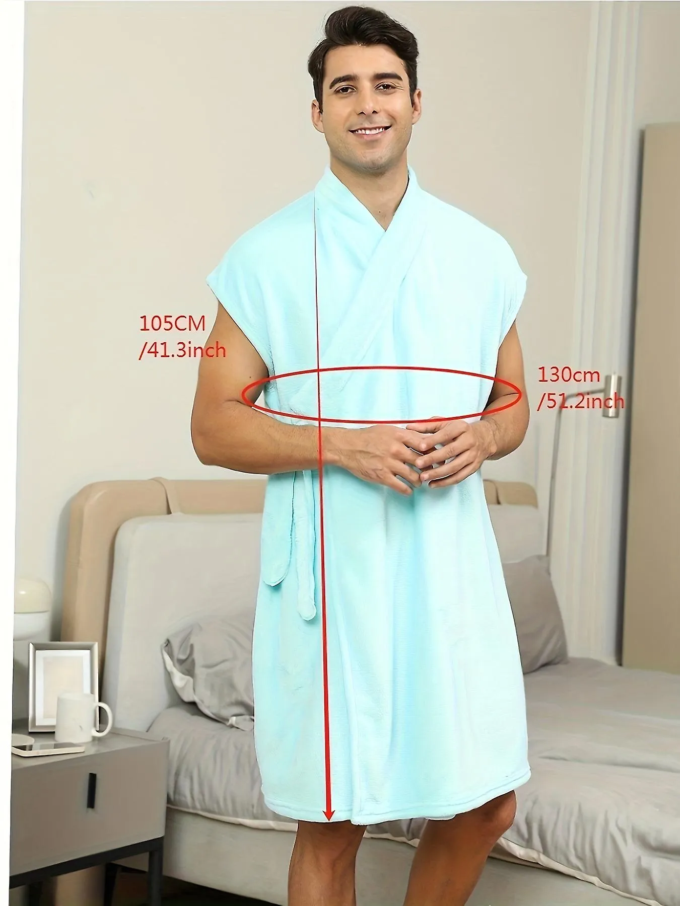 New style D182 Summer Light Green Men's Loungewear, Wearable Quick Drying Absorbent Bathrobe