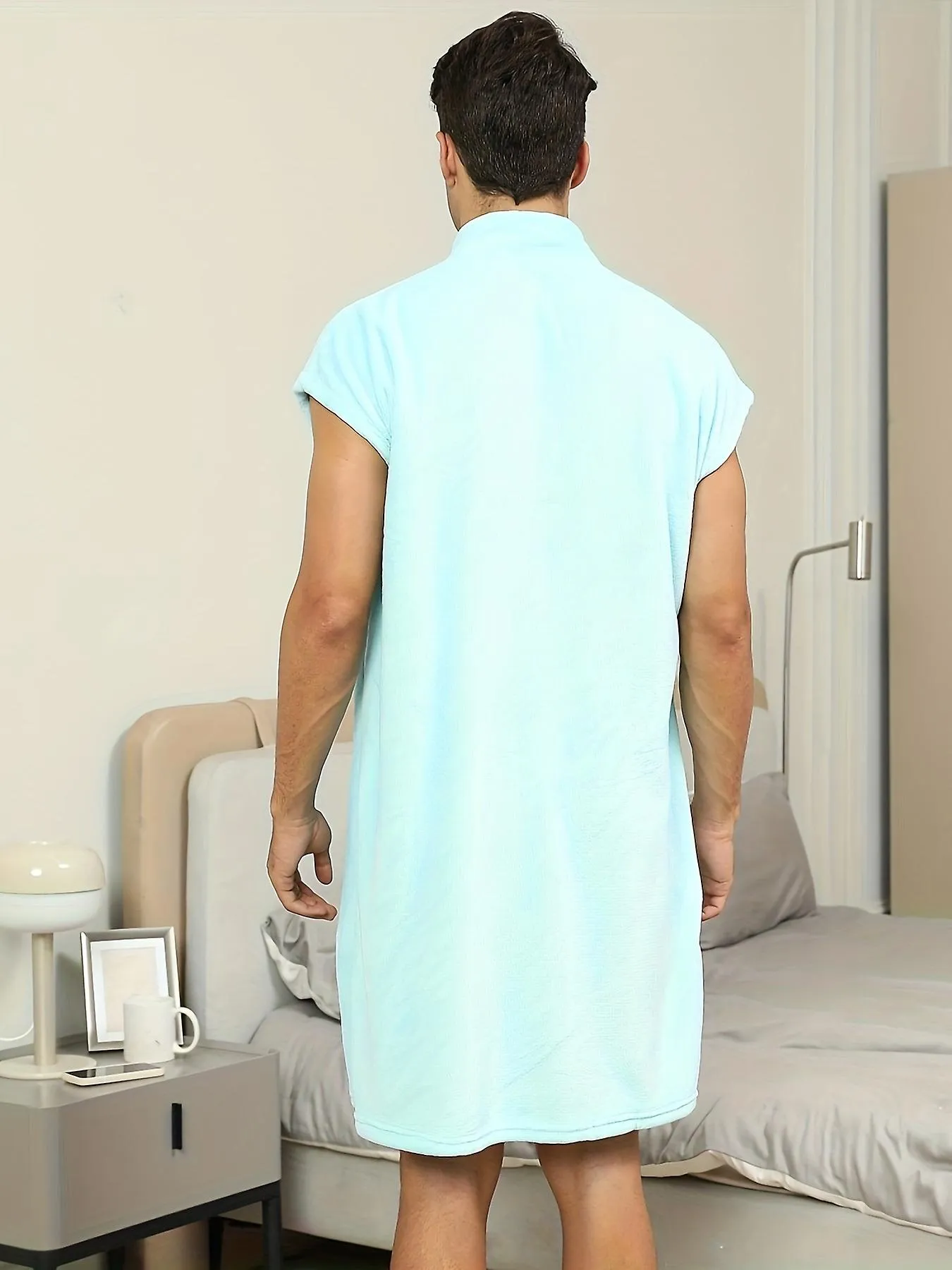 New style D182 Summer Light Green Men's Loungewear, Wearable Quick Drying Absorbent Bathrobe