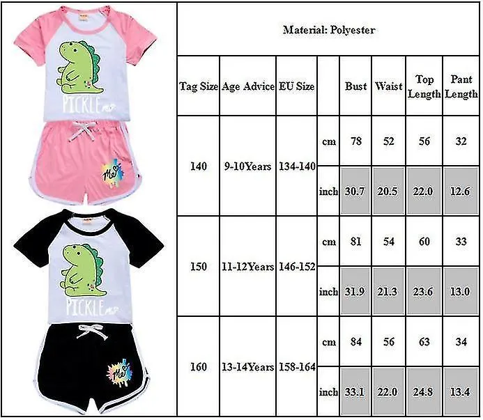 Niños Niños Niñas Moriah Elizabeth Lindo dinosaurio Impreso Trajes cortos Set T-shirt Shorts Pijama Sleepwear Loungewear Summer 