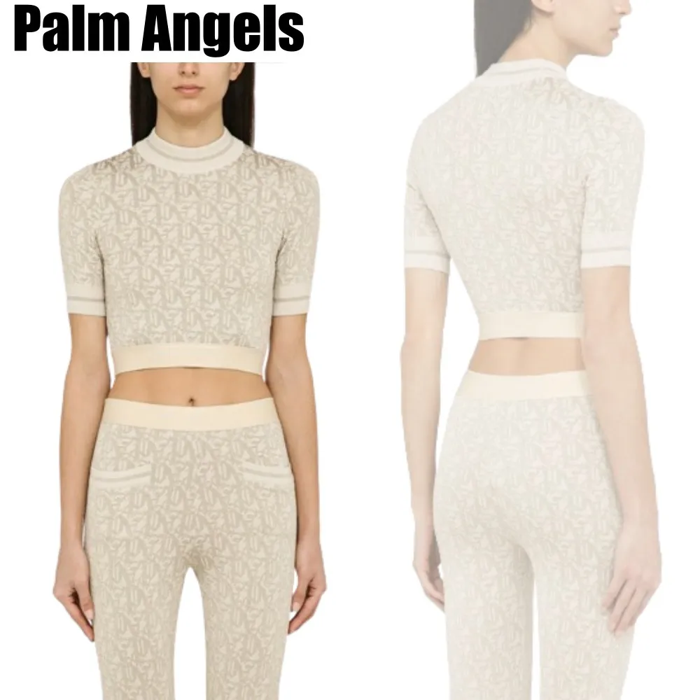 Palm Angels  |Crew Neck Casual Style Nylon Rib Blended Fabrics