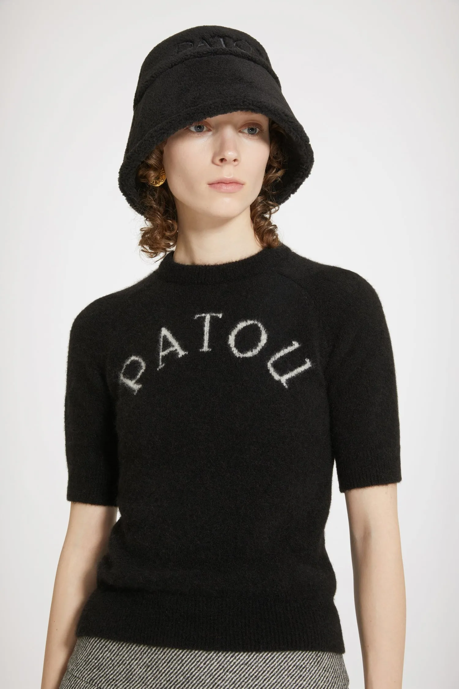 PATOU  |Crew Neck Casual Style Rib Plain Short Sleeves Elegant Style