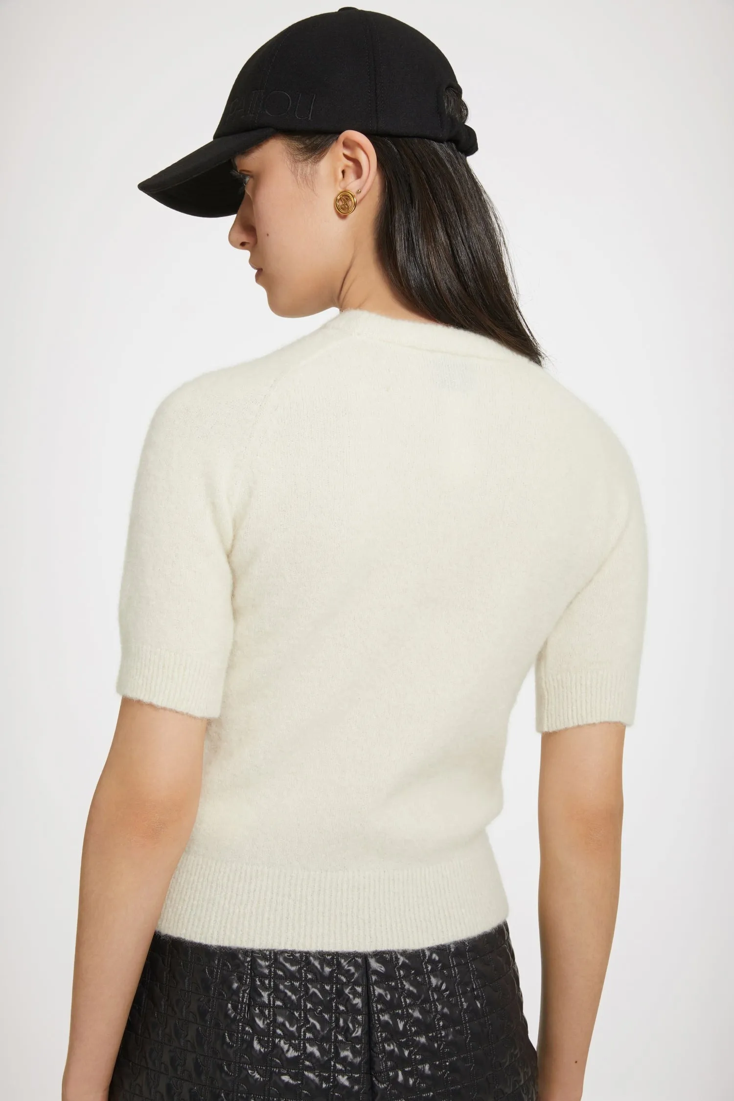 PATOU  |Crew Neck Casual Style Rib Plain Short Sleeves Elegant Style