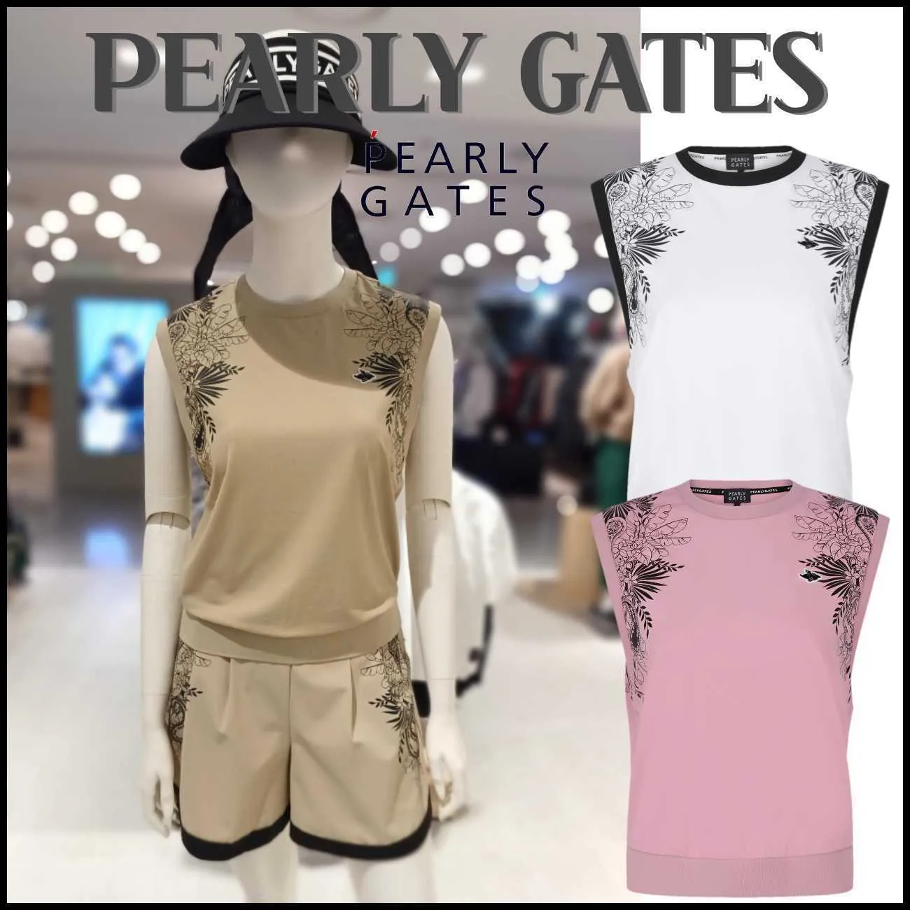 PEARLY GATES  |Flower Patterns Casual Style Blended Fabrics Sleeveless Logo