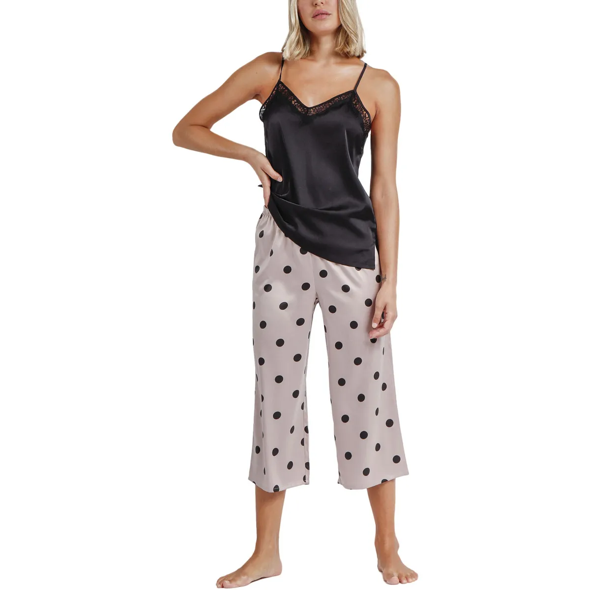 Pijama loungewear pantalón palazzo camisola Elegant Dots