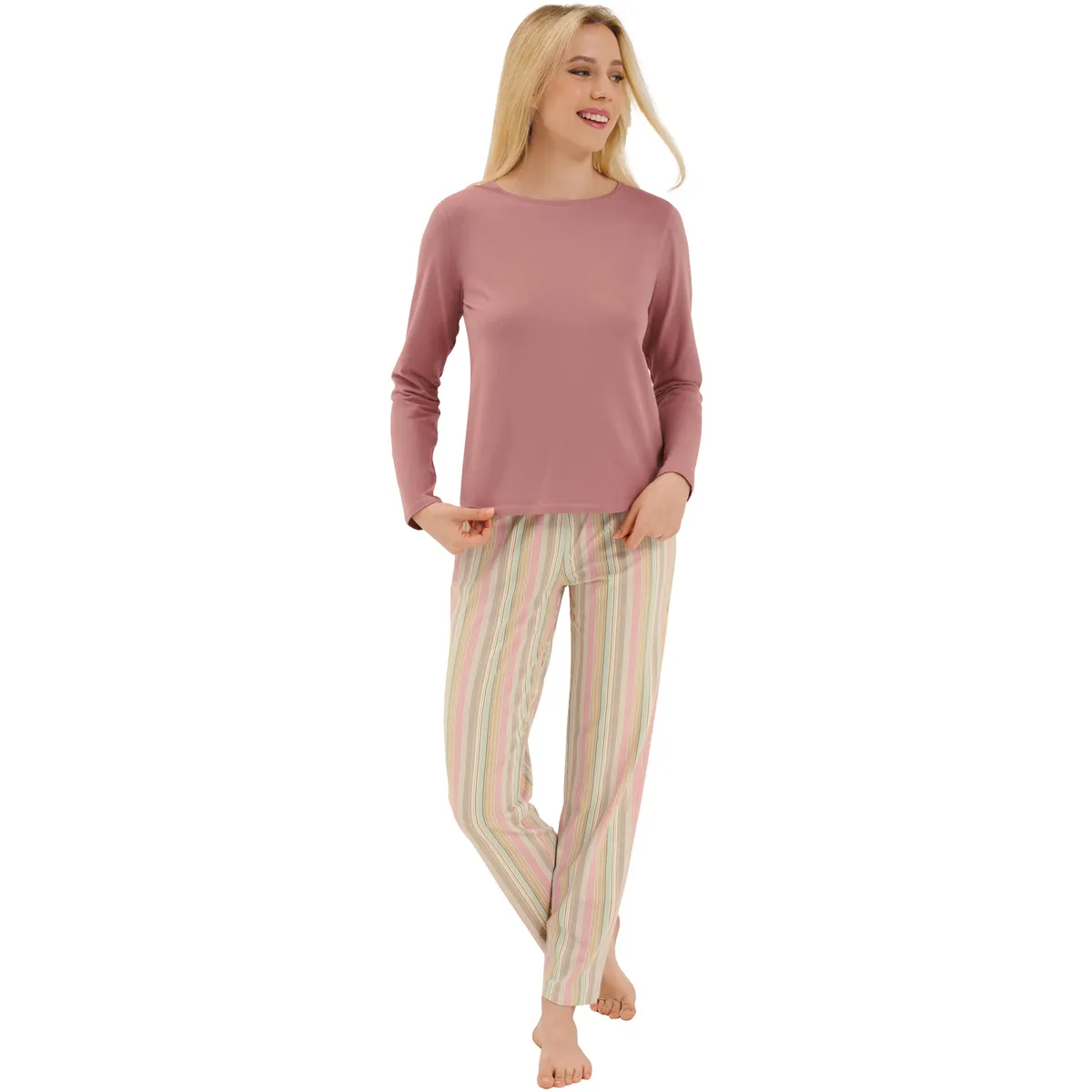 Pijama loungewear pantalón top manga larga Maxine