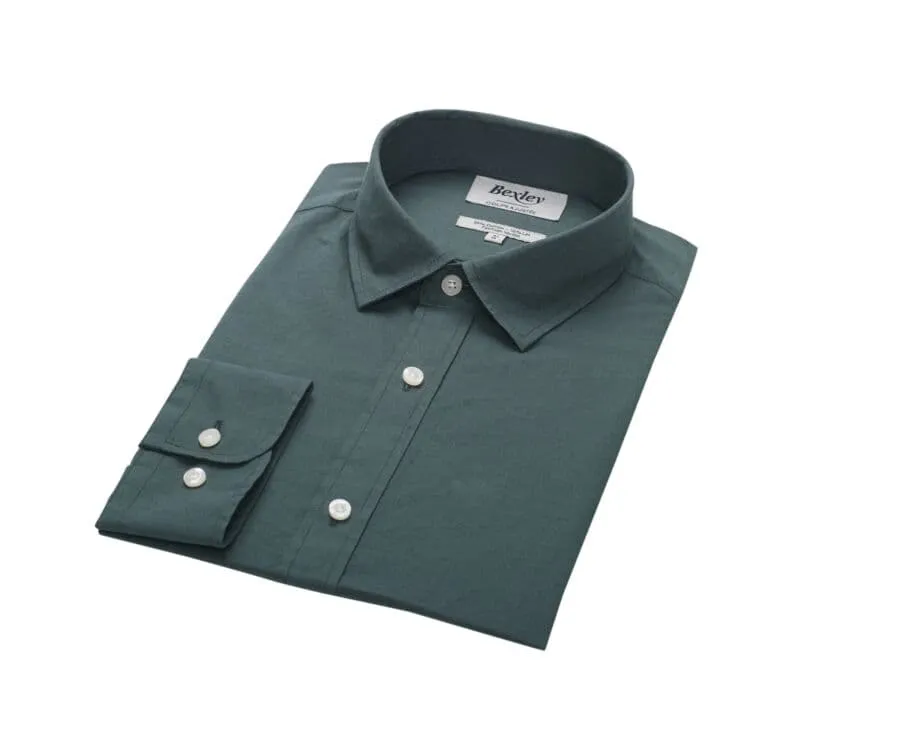 Plain Dark Green cotton linen shirt - SILBERT