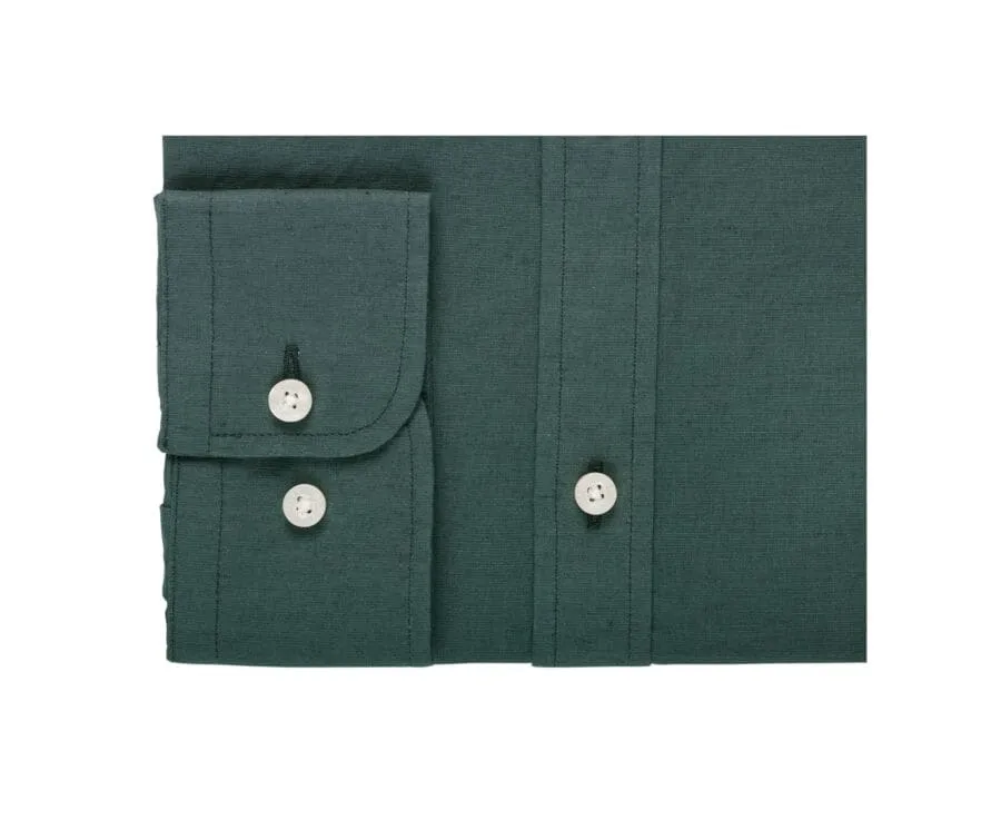 Plain Dark Green cotton linen shirt - SILBERT