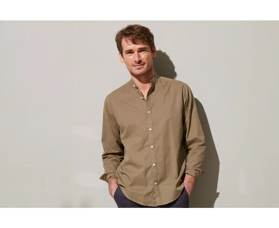 Plain Taupe cotton linen shirt - ELIBERT