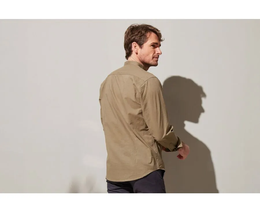 Plain Taupe cotton linen shirt - ELIBERT