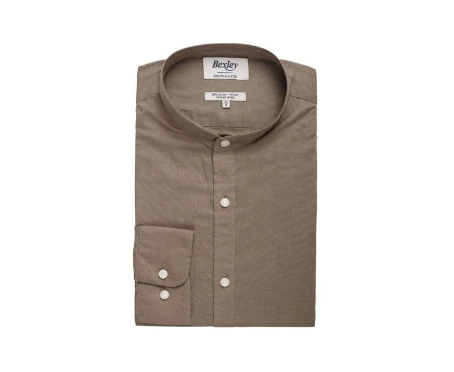 Plain Taupe cotton linen shirt - ELIBERT