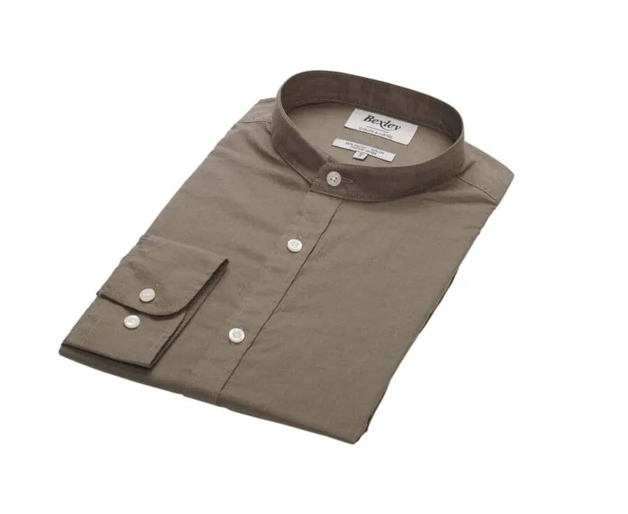 Plain Taupe cotton linen shirt - ELIBERT