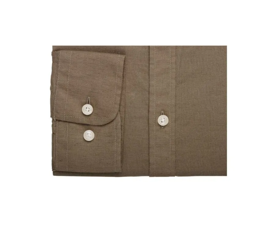 Plain Taupe cotton linen shirt - ELIBERT