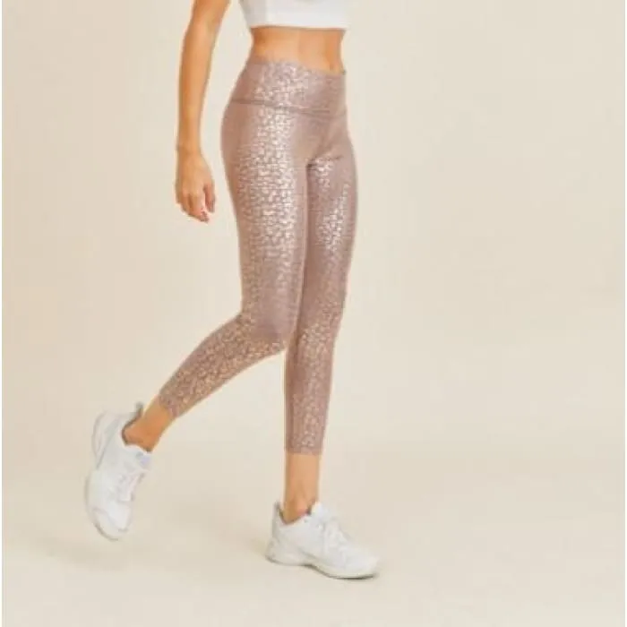 Rose Gold Leopard Print Leggings