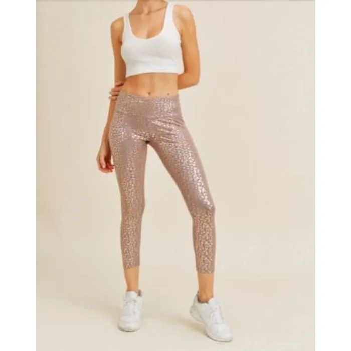 Rose Gold Leopard Print Leggings