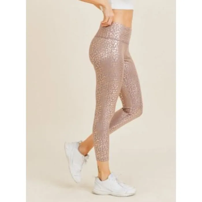 Rose Gold Leopard Print Leggings